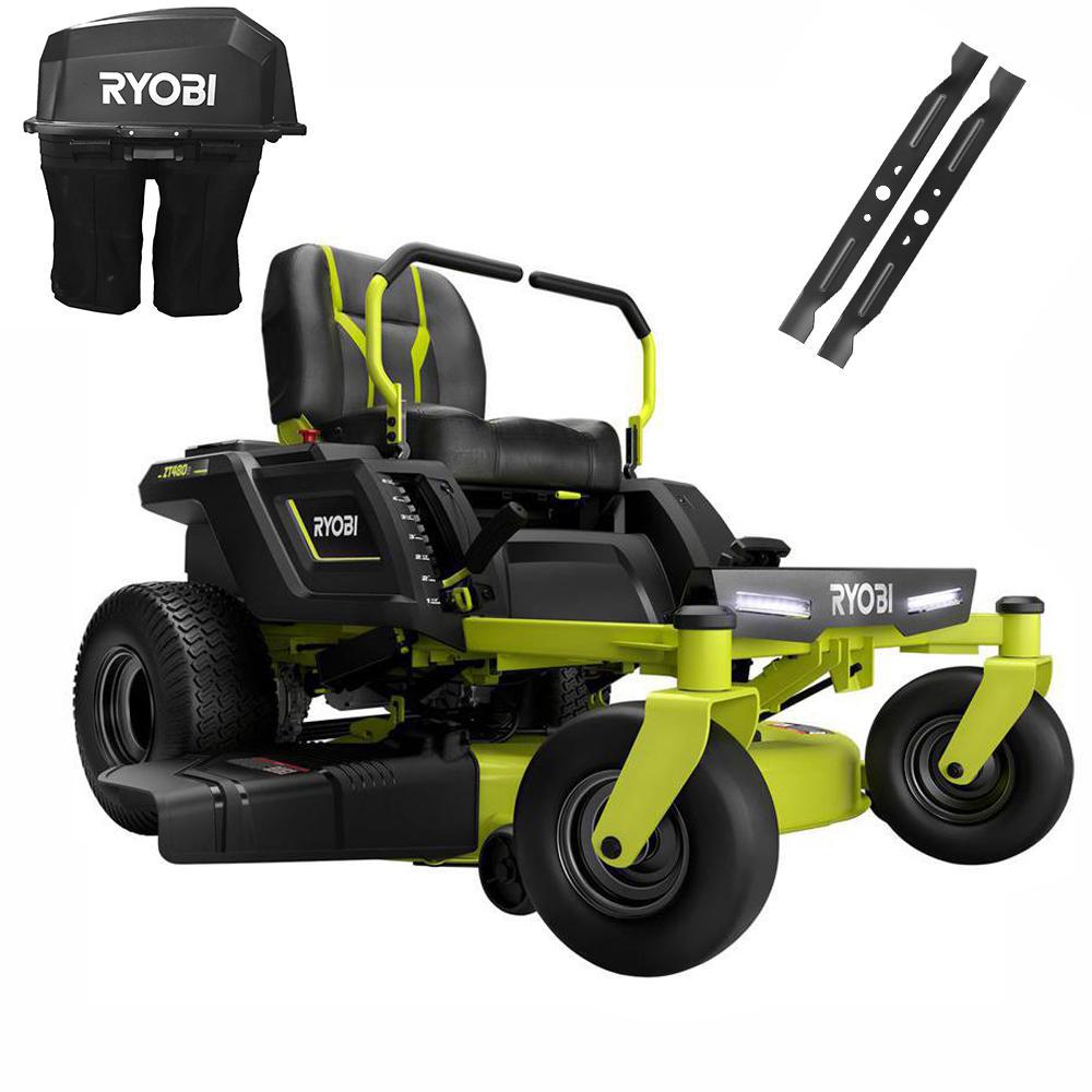 RYOBI 42 in. 75Amp Battery Electric Riding Zero Turn Mower and Bagging