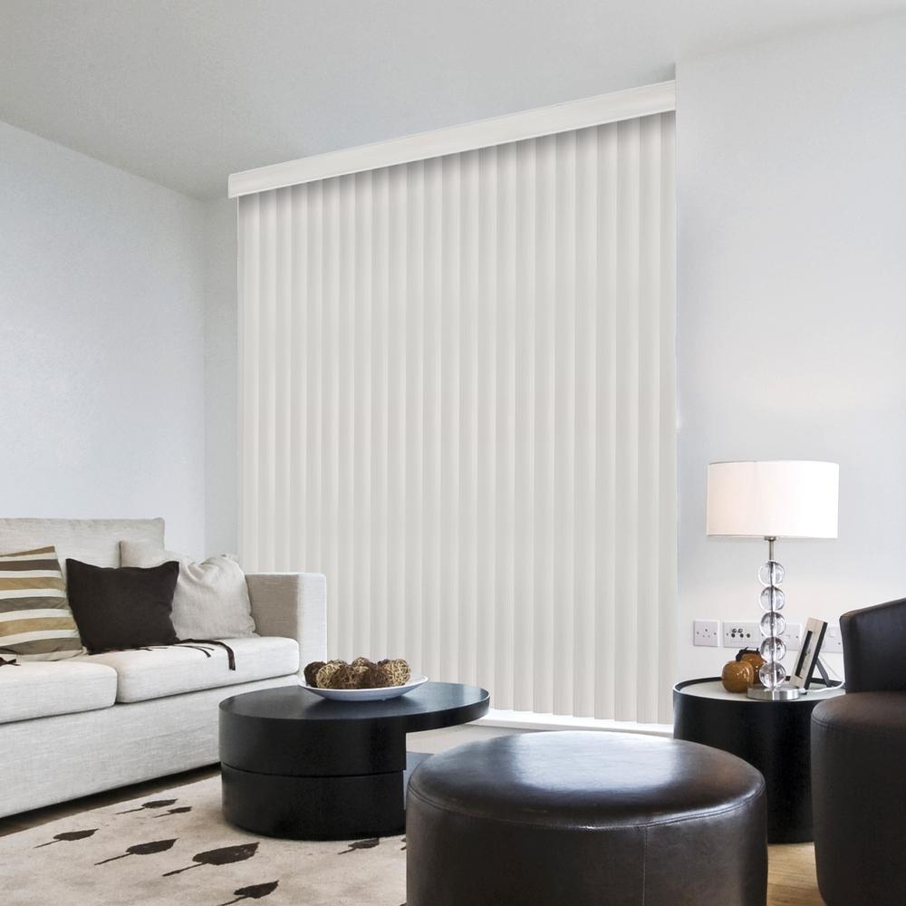 Hampton Bay 3.5 in. W x 84 in. L Canvas Pearl White Vertical Blind/Louver Set