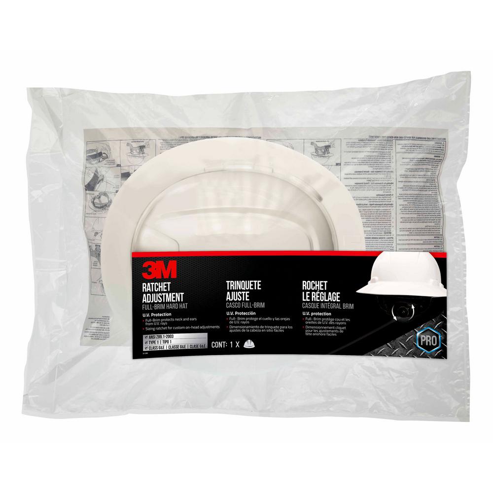 3m White Full Brim Non Vented Hard Hat With Ratchet Adjustment Chh