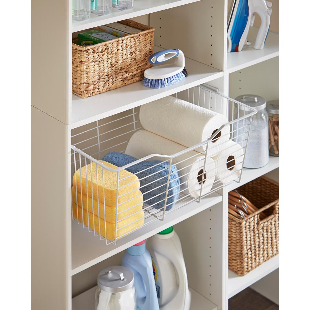 Hampton Bay 23 25 In X 9 5 In White Pull Out Wire Basket Hd Wbus