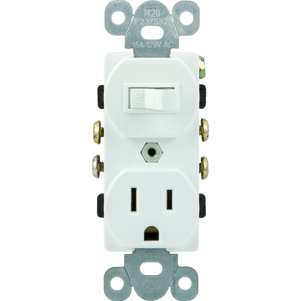 GE All-in-One Toggle Switch and Single Pole Outlet, White ... home depot dimmer switch wiring diagram 