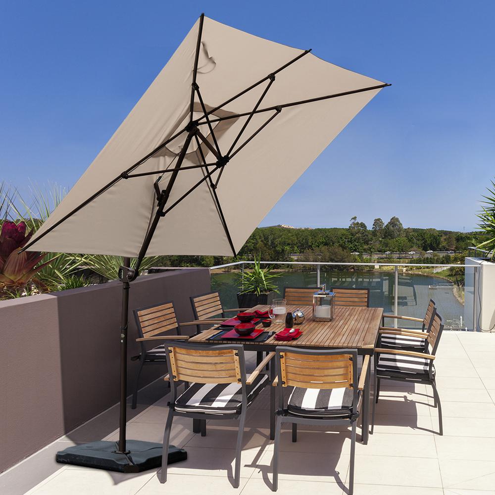 Abba Patio 9 Ft X 7 Ft Offset Cantilever Solar Adjustable Vertical Tilt Patio Umbrella In Sand Hdabbamrc976sc The Home Depot