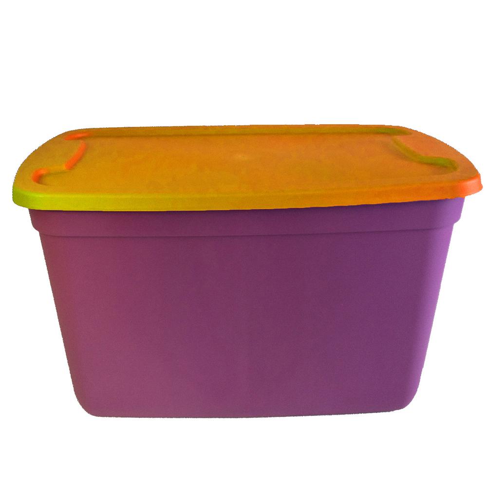 Edge Plastics 20 Gal Storage Tote In Purple And Gold
