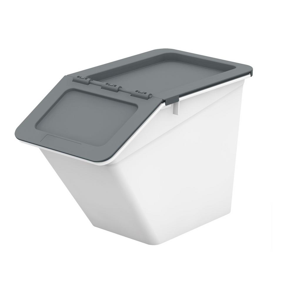 Livinbox Patented Pelican Series 14 Qt Stackable And Nestable Storage Box With 2 Stage Lid In Grey 12 Pack