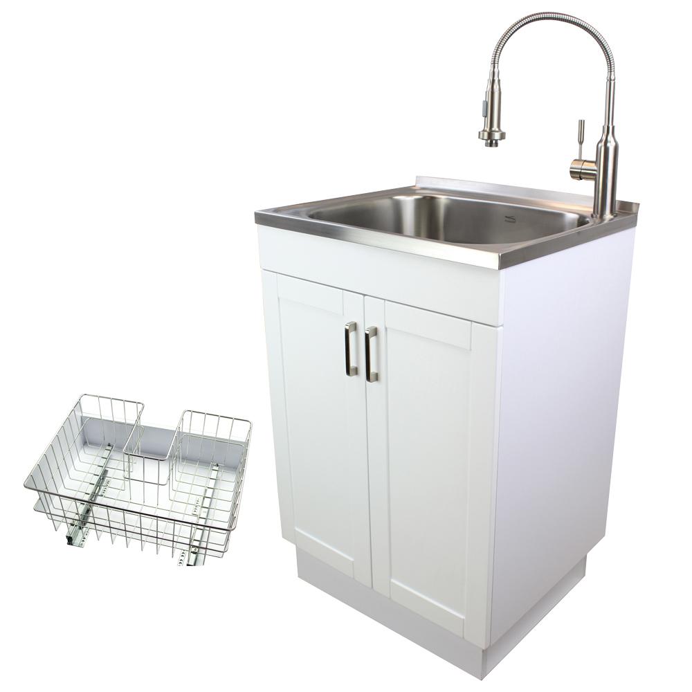 Transolid 24 in. x 20 in. x 34.6 in. Stainless Steel Laundry/Utility Stainless Steel Laundry Sink And Cabinet