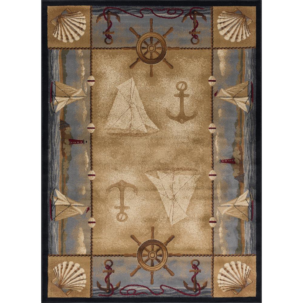 Tayse Rugs Nature Beige 5 Ft X 7 Lodge Area Rug
