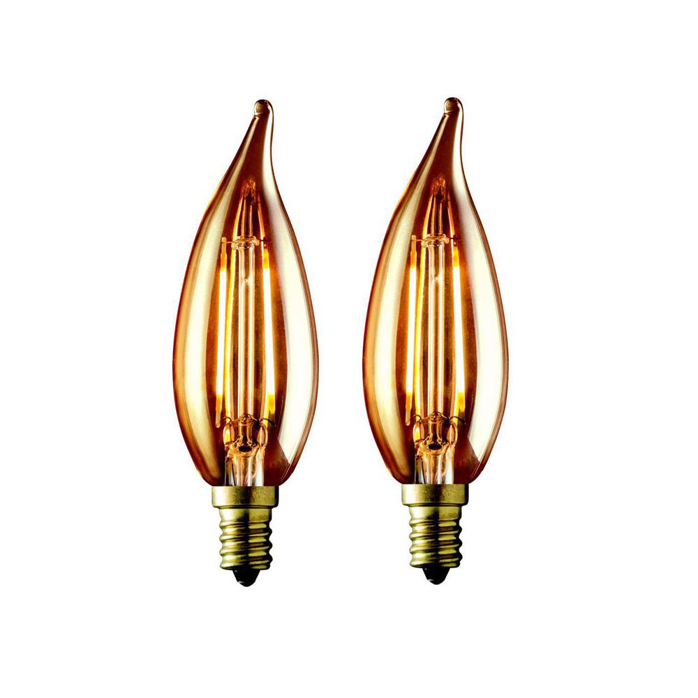 Candelabra Edison Light Bulbs Lighting The Home Depot 40w Equivalent Warm White Ca10 Amber Lens Vintage Candelabra Flame Tip Dimmable Led Light Bulb