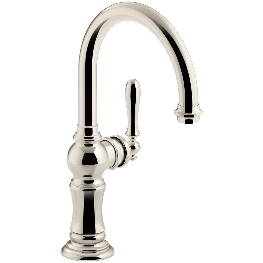 Kohler Artifacts Swing Spout Single Handle Standard Kitchen Faucet In Vibrant Polished Nickel