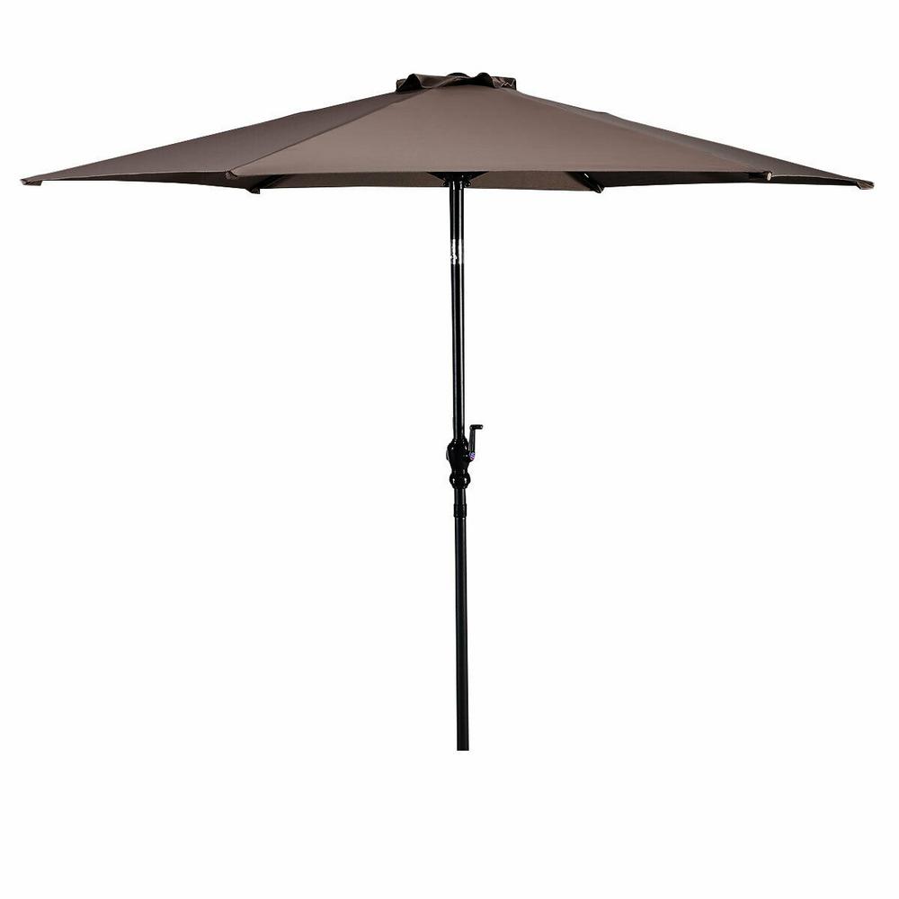 Costway 9 Ft Steel Market Patio Umbrella Tilt With Crank Outdoor Yard Garden In Tan Op2806tn The Home Depot