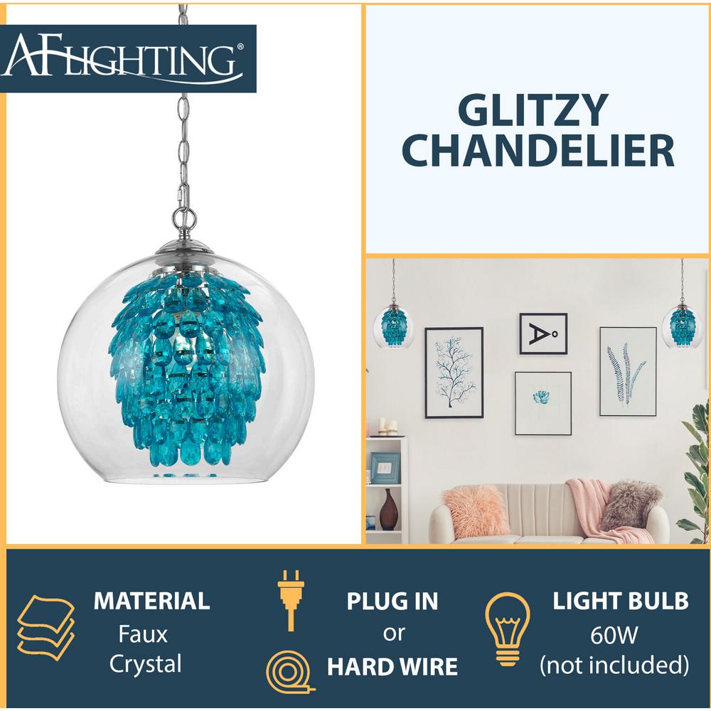Af Lighting Glitzy 1 Light Turquoise Chandelier 9102 1h The Home Light Turquoise Chandelier 9102 1h