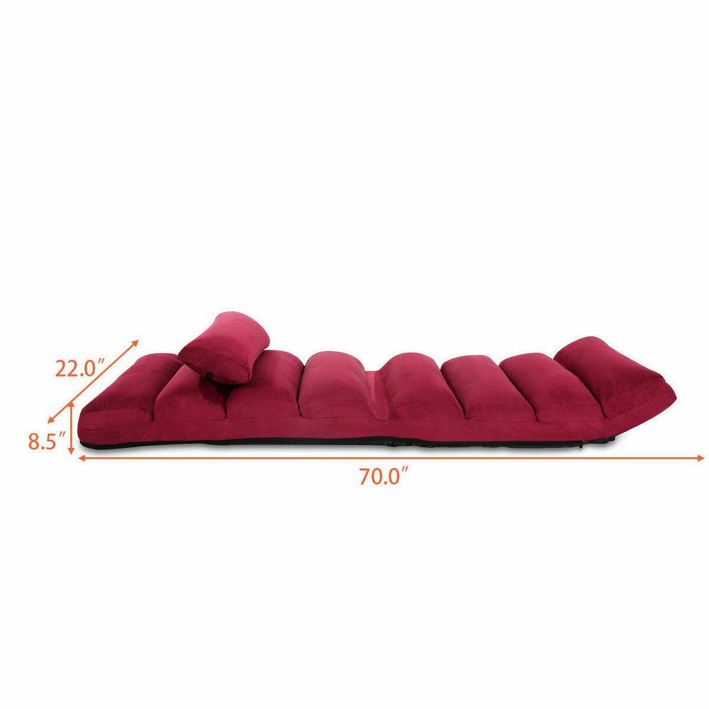 Costway Burgundy Folding Lazy Sofa Chair Stylish Sofa Couch Bed