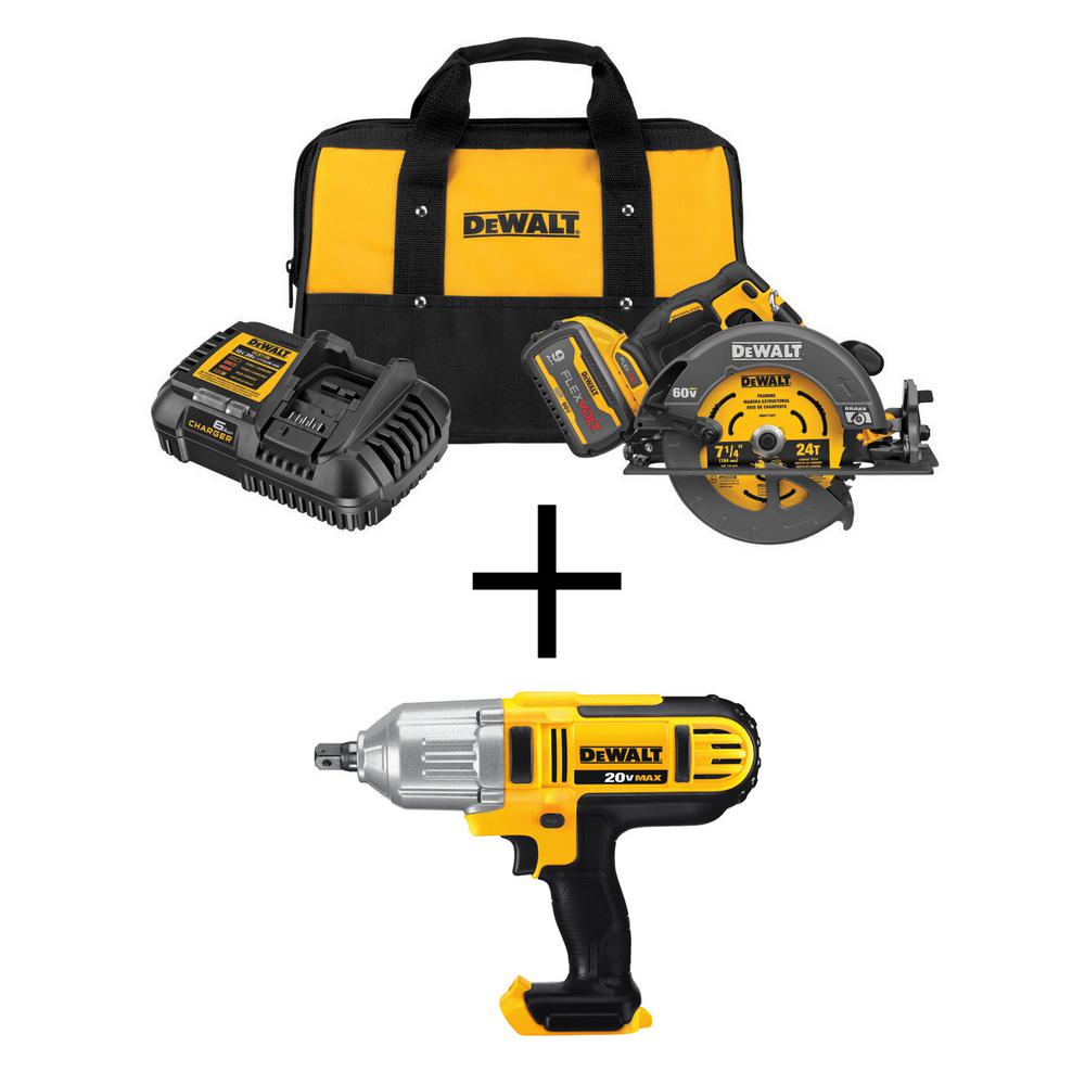 DEWALT FLEXVOLT 60-Volt MAX Lithium-Ion Cordless Brushless 1/2 In. Stud ...