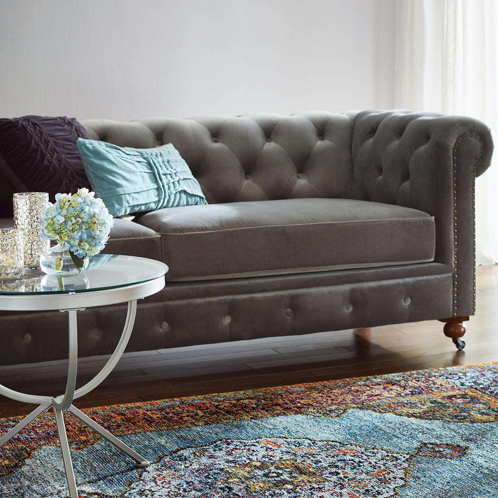 Home Decorators Collection Gordon Grey Velvet Sofa 0849400120