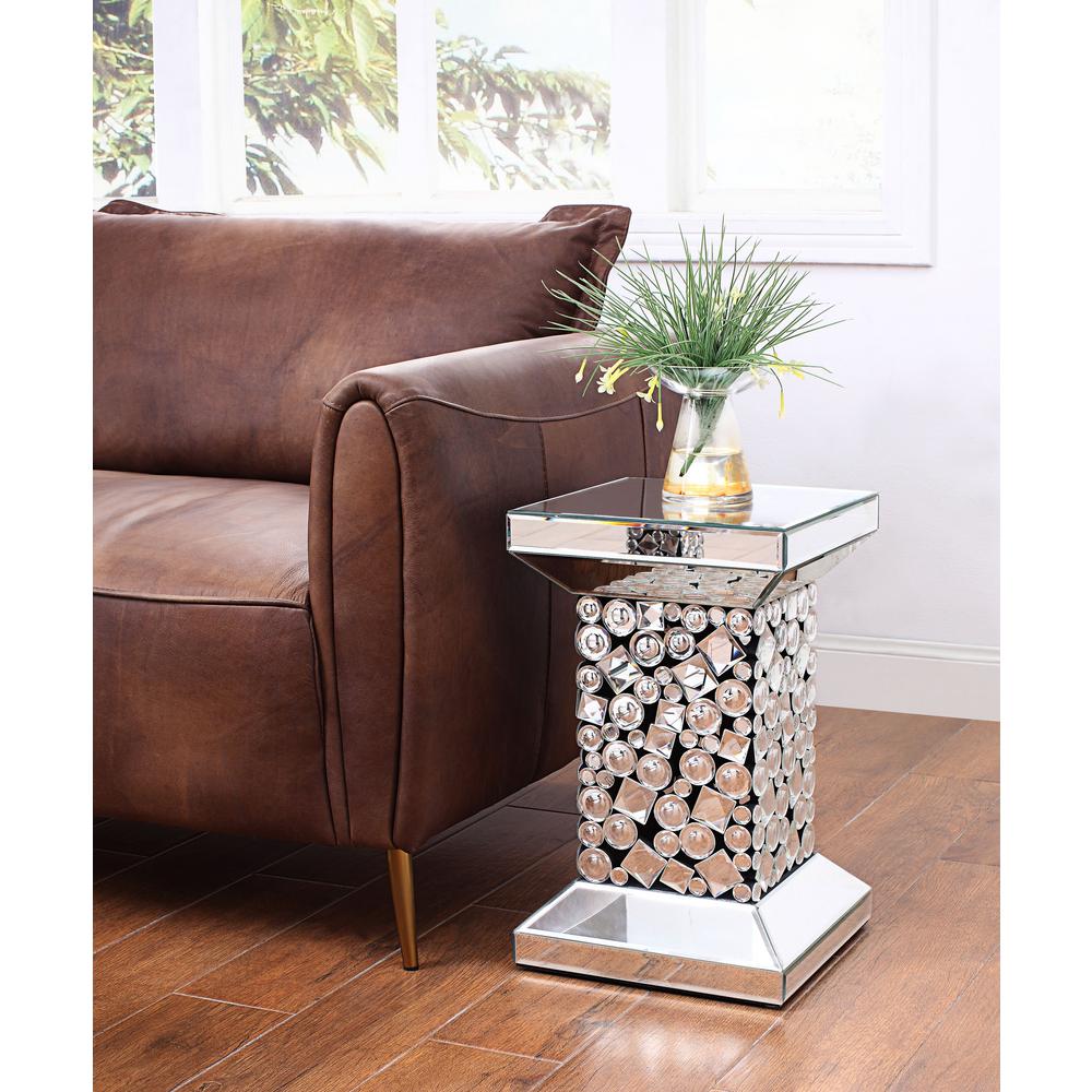 Acme Furniture Kachina Mirrored And Faux Gem End Table 81427