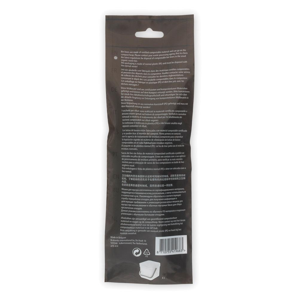 Brabantia Compostable PerfectFit Bags S Verde Amido di Mais 6L Compostabile unit/à Rotolo 10 Sacchetti