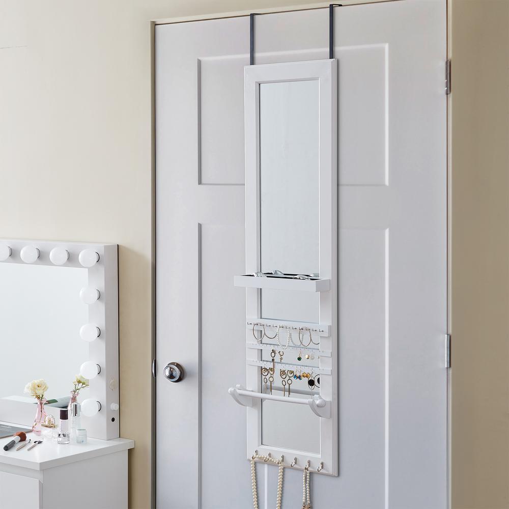 Firstime Co Satin White Claire Mirrored Jewelry Organizer 81009