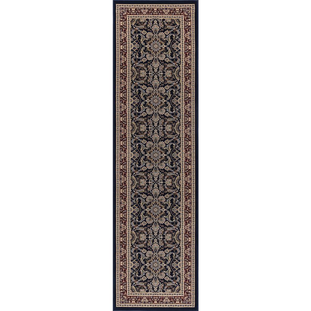 Ottomanson Softy Collection Navy 2 ft. x 6 ft. Solid Design Oval Runner