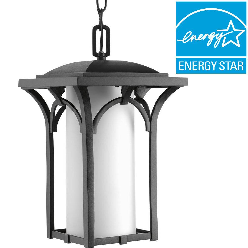 Progress Lighting Fluorescent Energy Star Outdoor Promenade Collection 1 Light Black Outdoor Hanging Lantern