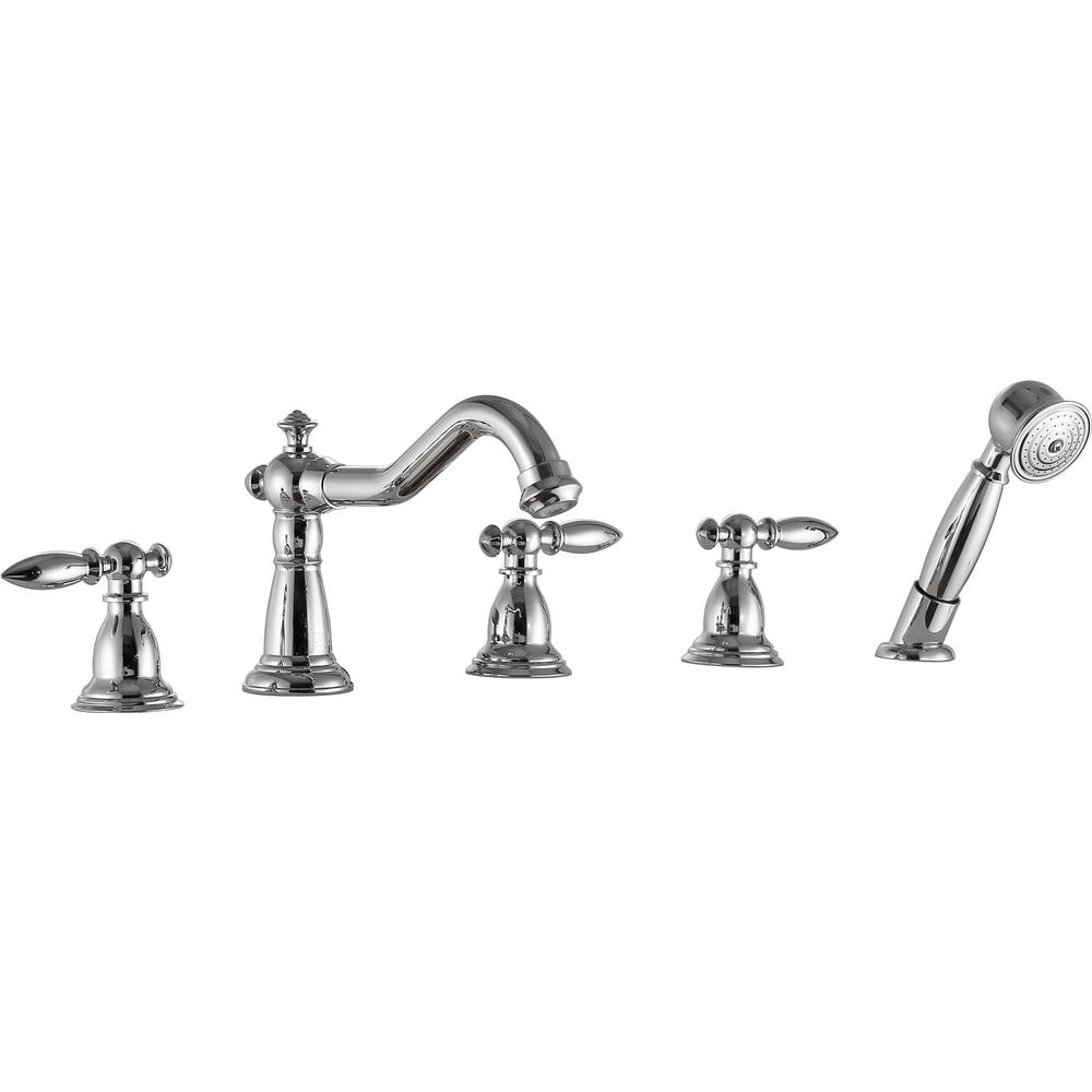 Tub Faucet Single-Handle Deck-Mount with Handheld Sprayer in Polished Chrome