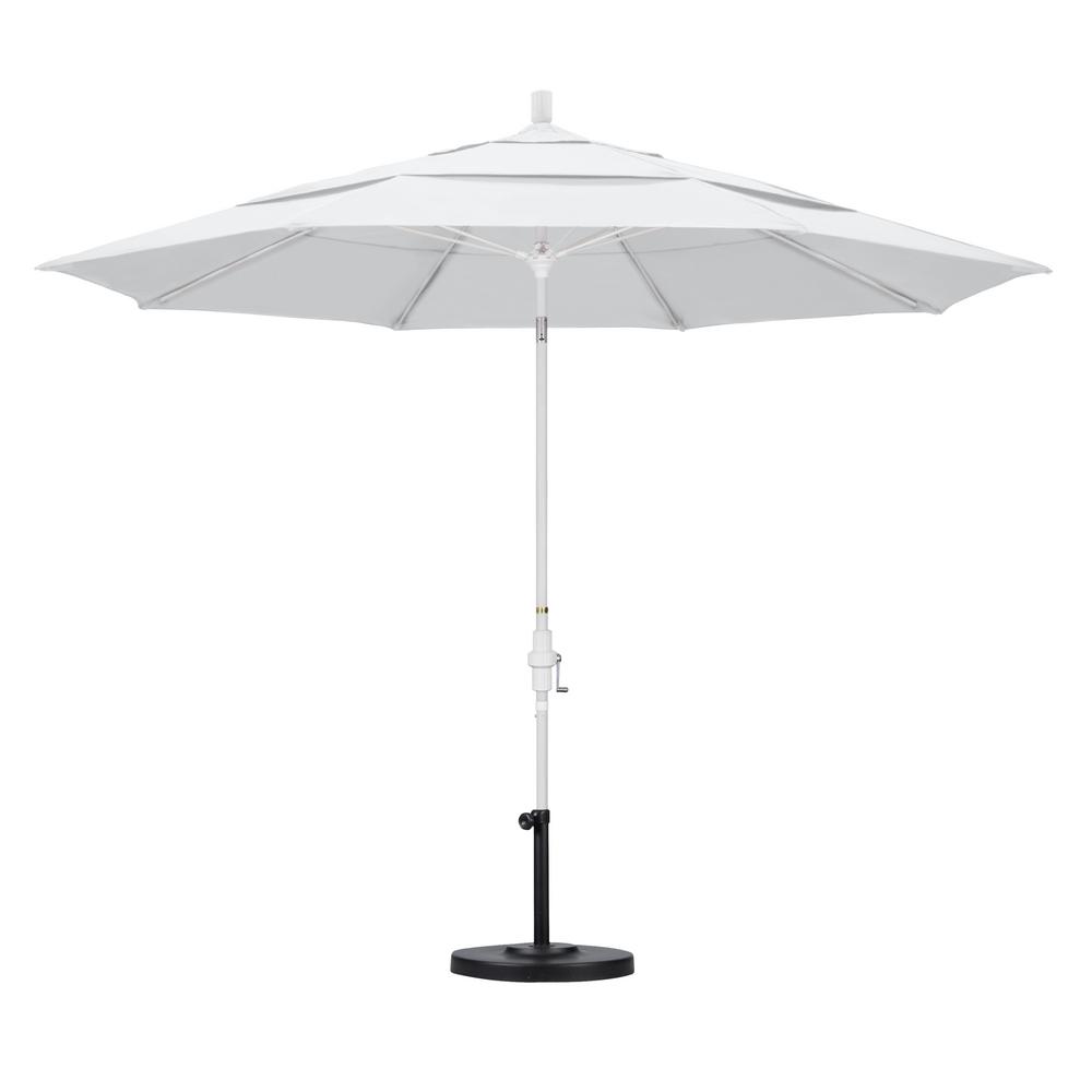 11 ft. Fiberglass Collar Tilt Double Vented Patio Umbrella in White Olefin
