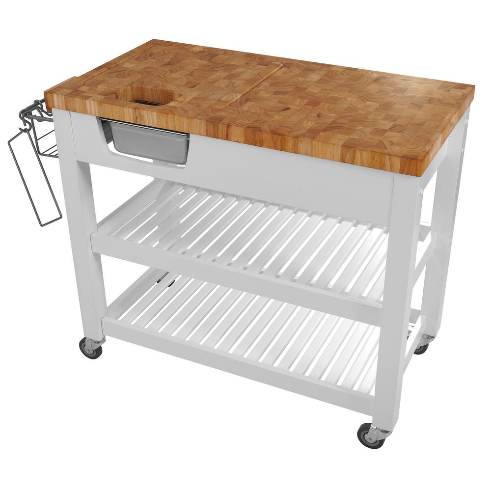 Chris And Pro Chef White Kitchen Cart With Chop Drop Chris Pro Chef White Kitchen Cart