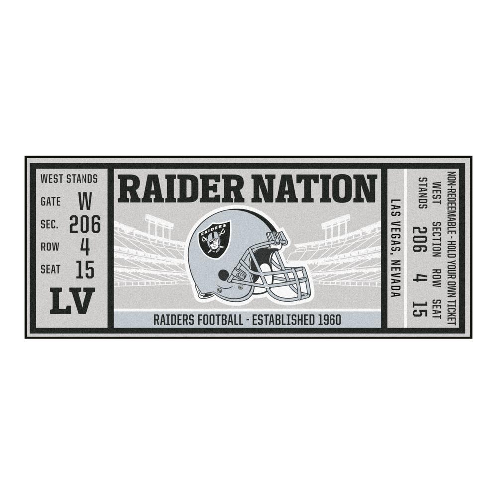 FANMATS NFL Las Vegas Raiders 30 in. x 72 in. Indoor Ticket Runner Rug23132 The Home Depot