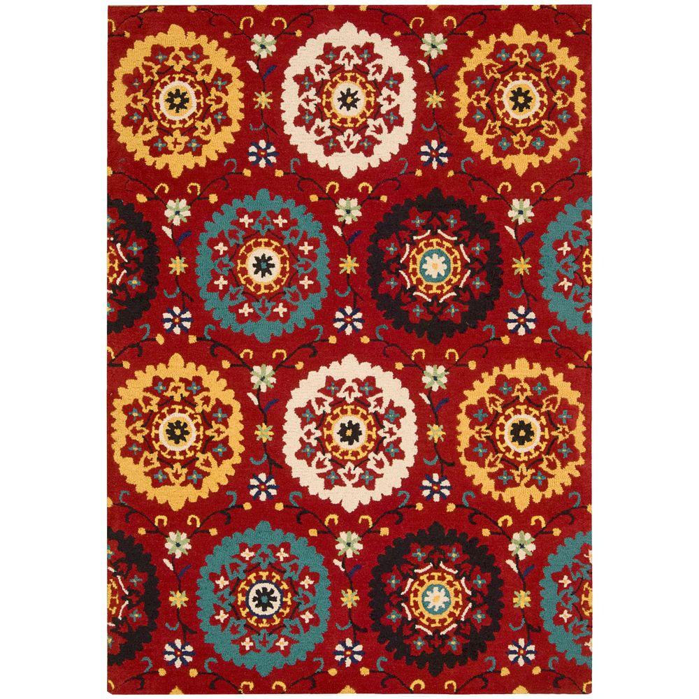 Nourison Overstock Suzani Red 8 ft. x 11 ft. Area Rug139634 The Home
