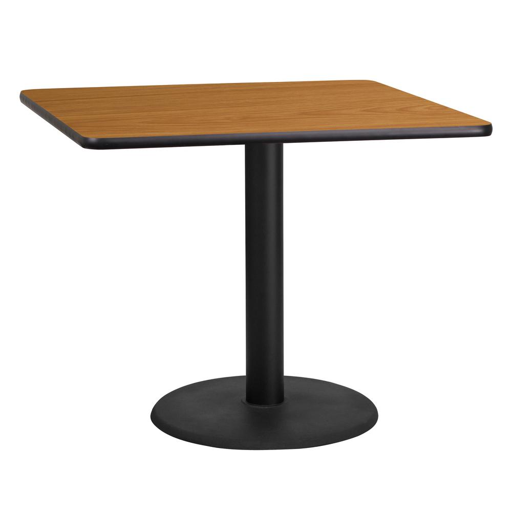 36 In Square Natural Laminate Table Top With 24 Round Height Base