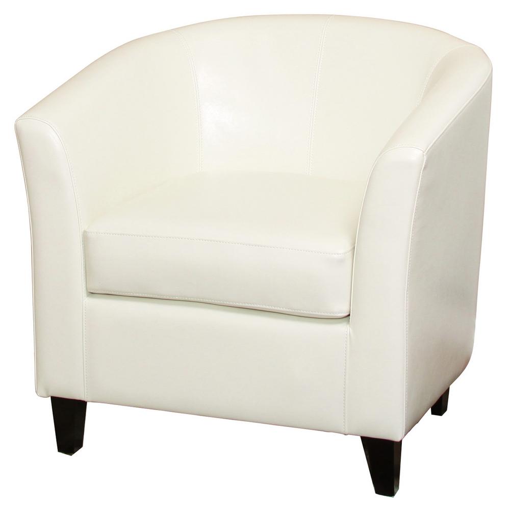 Noble House Preston Ivory Bonded Leather Club Chair 206537 The Home Depot
