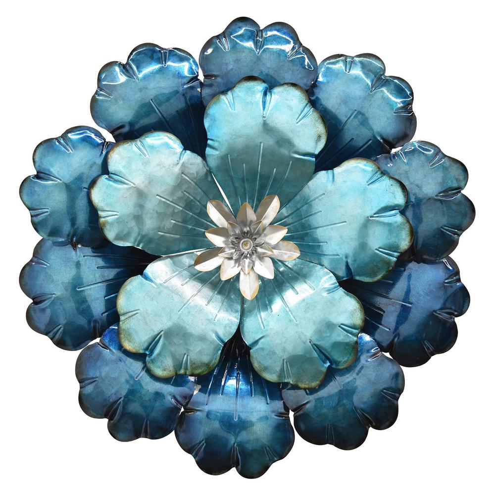 16 5 In Metal Flower Wall Decor Blue