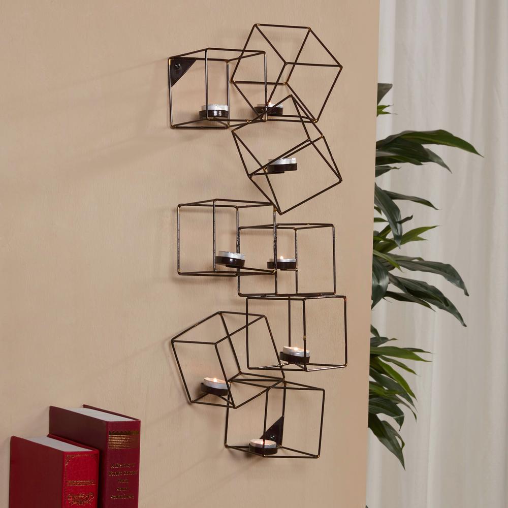 Danya B Cubic Black And Gold Metal Wall Tea Light Holder