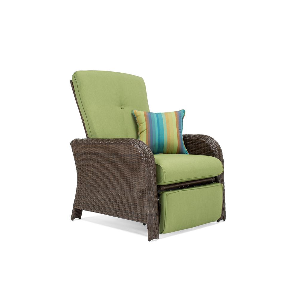 La Z Boy Sawyer Wicker Outdoor Recliner With Sunbrella Spectrum Cilantro Cushion Saw Rc O The Home Depot