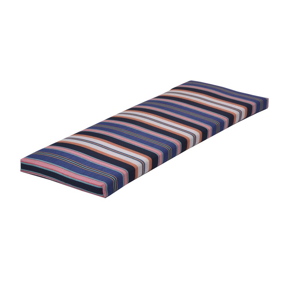 Hampton Bay Caprice Stripe Rectangular Outdoor Bench Cushion 7672