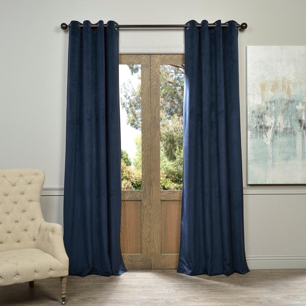 Exclusive Fabrics  Furnishings Blackout Signature Midnight Blue Grommet Blackout Velvet Curtain 