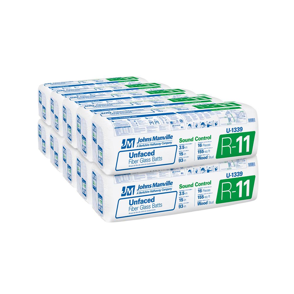 UPC 031979109326 product image for Johns Manville R-11 Unfaced Fiberglass Insulation Batt 15 in. x 93 in. (10-Bags) | upcitemdb.com