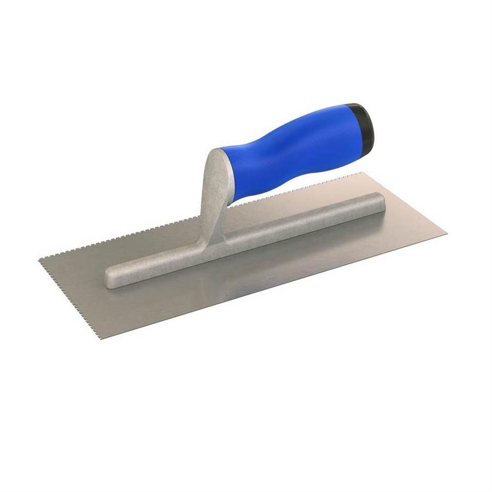 Bon Tool 11 In X 4 1 2 U Notched Flooring Trowel With 16 U Notched Flooring Trowel With 1 16 In X 3 32 Notch Size And Comfort Grip Handle