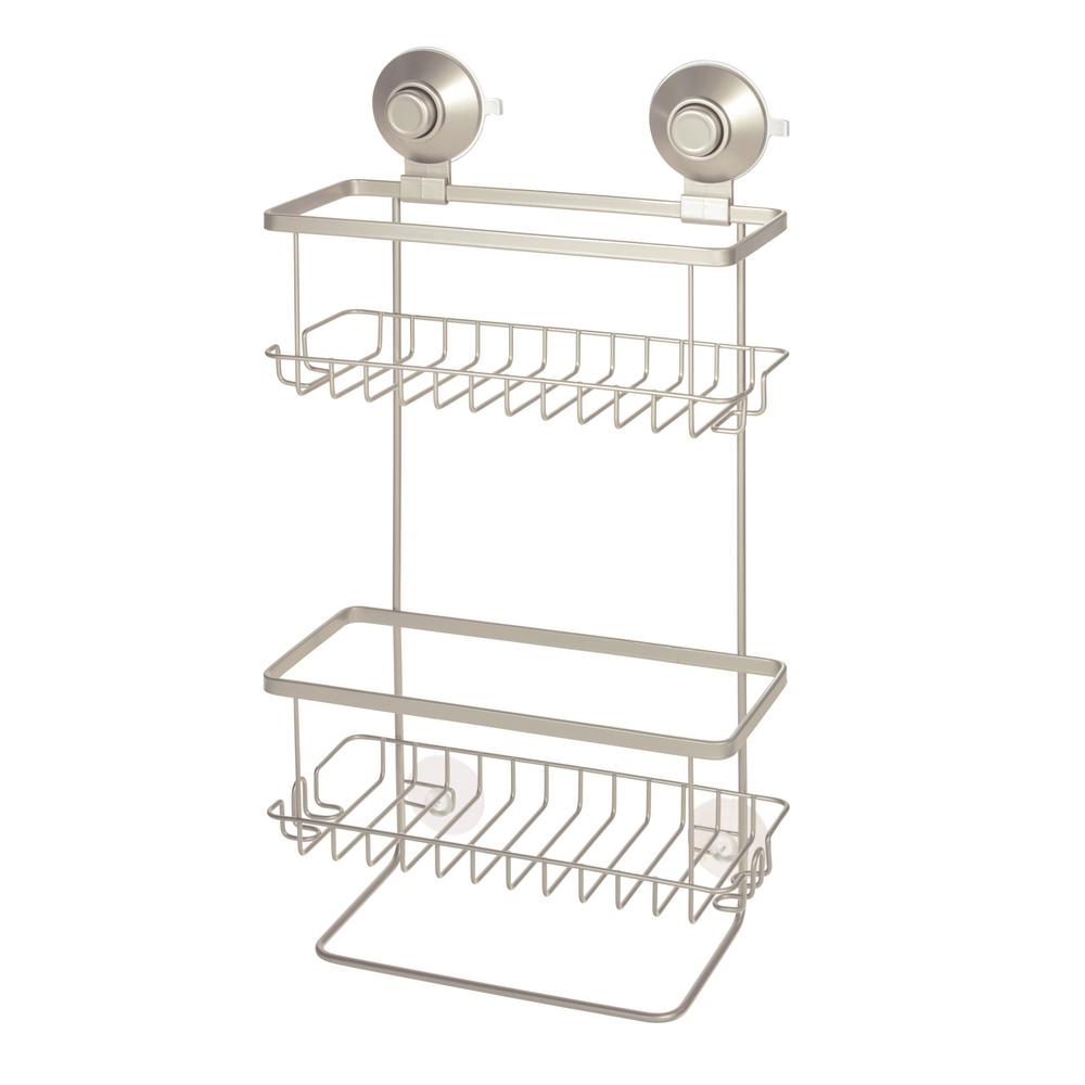 IDESIGN Everett Push Lock Suction Shower Caddy in Satin