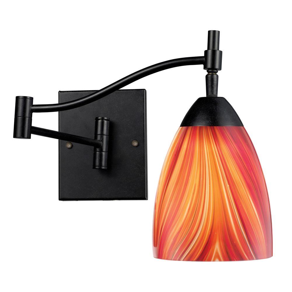 Black Swing Arm Lamps The Home Depot Celina 1 Light Dark Rust Wall Mount Swingarm Sconce