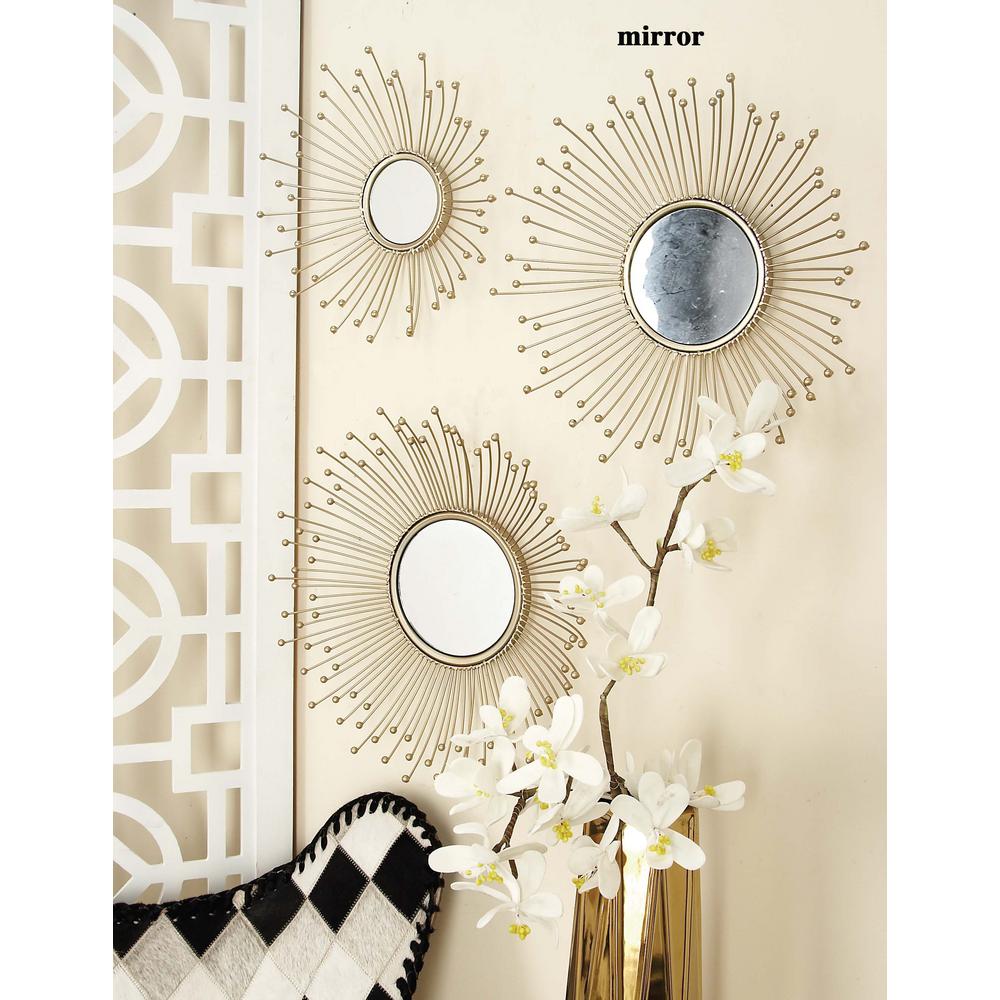 Litton Lane Burst Style Framed Round Wall Mirrors Set Of 3 74776 Litton Lane Burst Style Framed Round Wall Mirrors Set Of 3