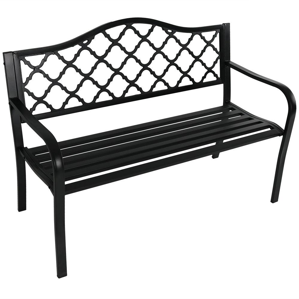 Sunnydaze Decor Lattice Black Cast Iron Outdoor Bench-YUK 