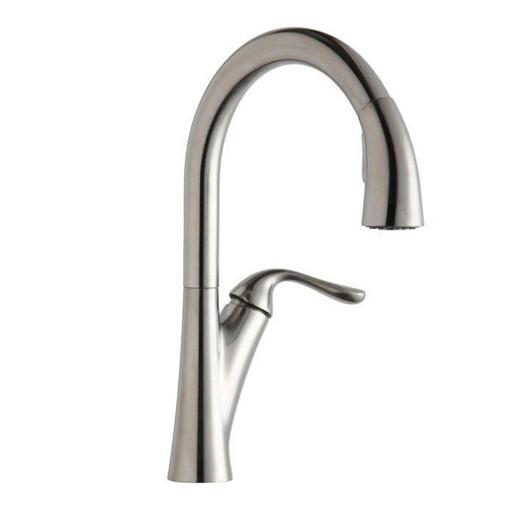Elkay Harmony Single Handle Pull Down Sprayer Kitchen Faucet In Rous Steel