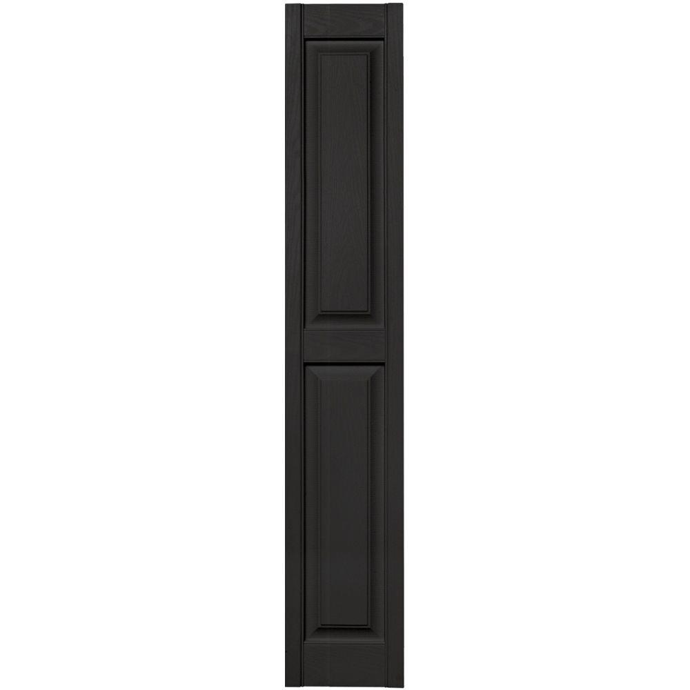 12 in. x 67 in. raised panel vinyl exterior shutters pair in #002 black