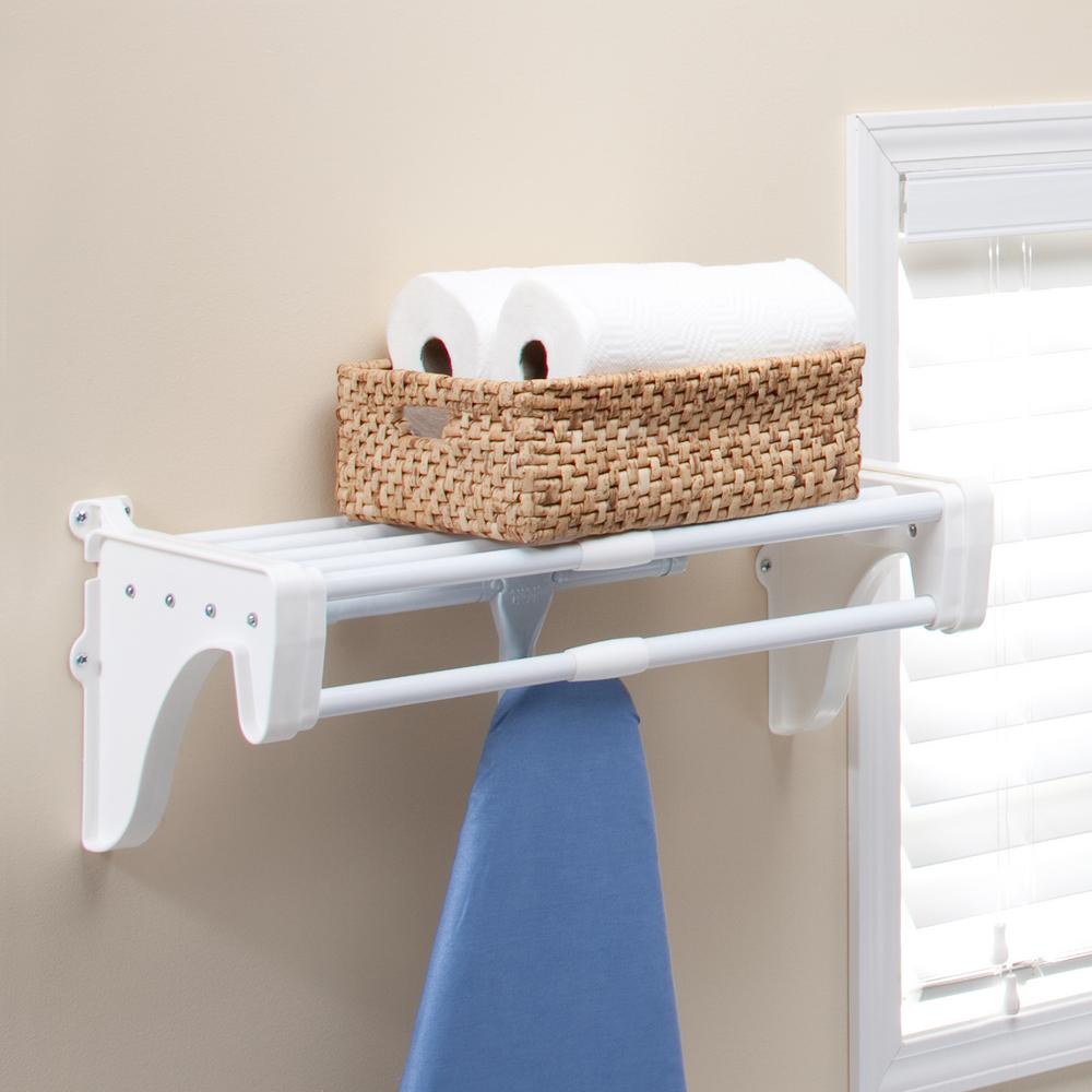 Ez Shelf Expandable Closet Rod 19 5 In W 29 White Mounts To Back Wall With 2 End Brackets Wire System Ezs Scrw27 1 The Home Depot - Wall Mount Shelf With Rod Ez Shelf Expandable Closet Rod 19 5 In W 29 White Mounts To Back Wall With 2 End Brackets Wire System Ezs Scrw27 1 The Home Depot - Wall Mount Shelf With Rod