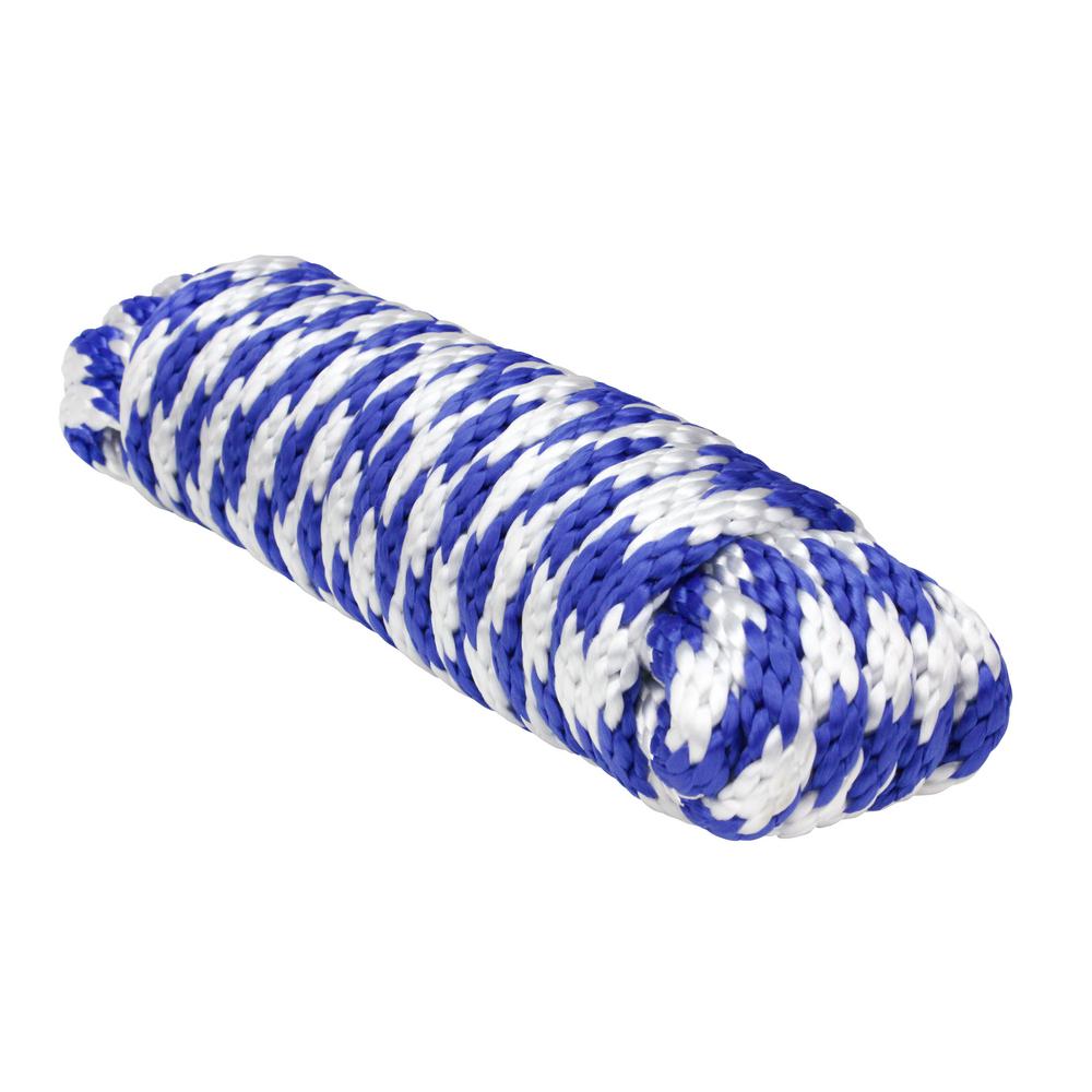 Anchors 3//8 x 50ft, White Crafts Multipurpose Rope for Commercial Applications Solid Braid Nylon Utility Rope