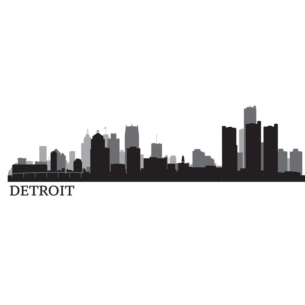 Wallpops Black Detroit Cityscape Wall Decal Wpk2521 The Home Depot Wallpops Black Detroit Cityscape Wall Decal