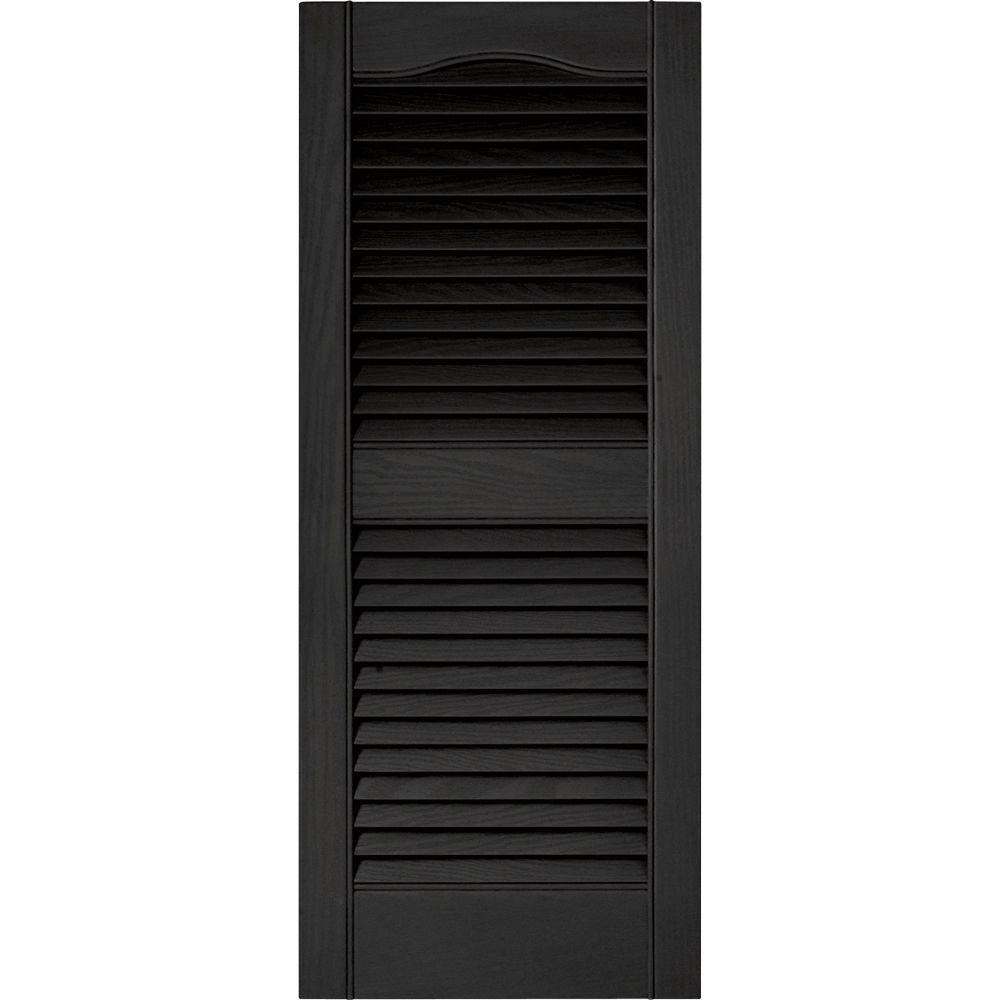 Builders Edge 15 in. x 36 in. Louvered Vinyl Exterior Shutters Pair in