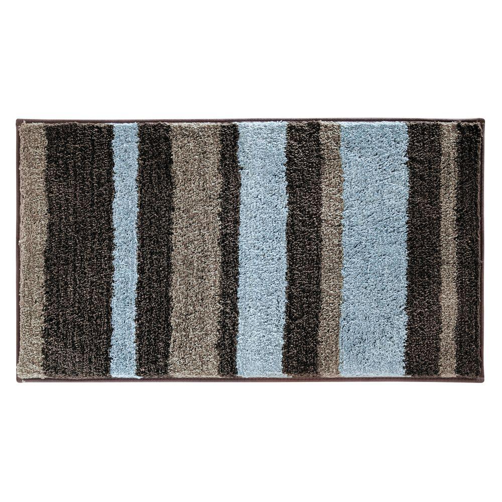 Interdesign Stripz 34 In X 21 In Bath Rug In Mocha Gray 18910