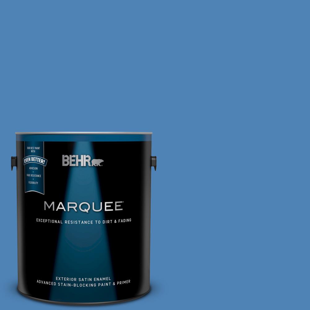 Behr Marquee 1 Gal Ppu15 06 Neon Blue Satin Enamel Exterior Paint Ppu15 06 Neon Blue Satin Enamel Exterior Paint And