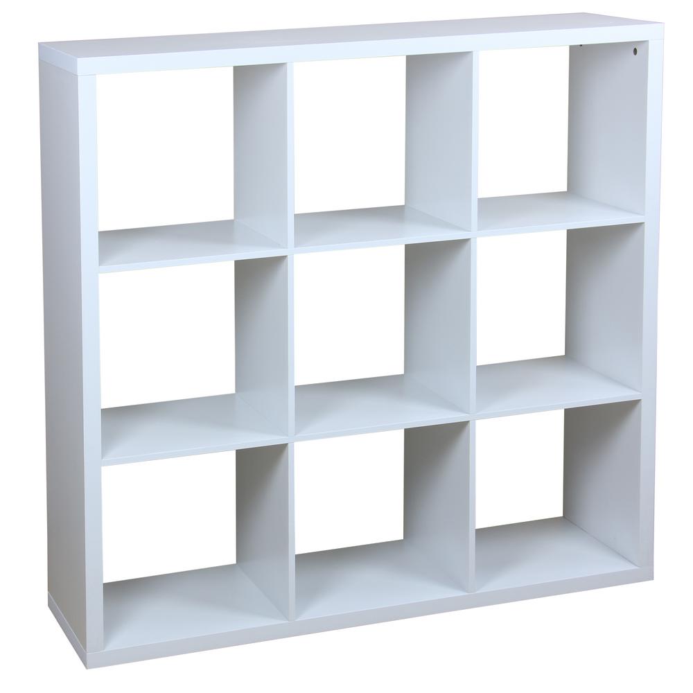 13.03 in. W x H x 43.7 in x 13.07 in. D White 9 Open Cube Wood Shelving