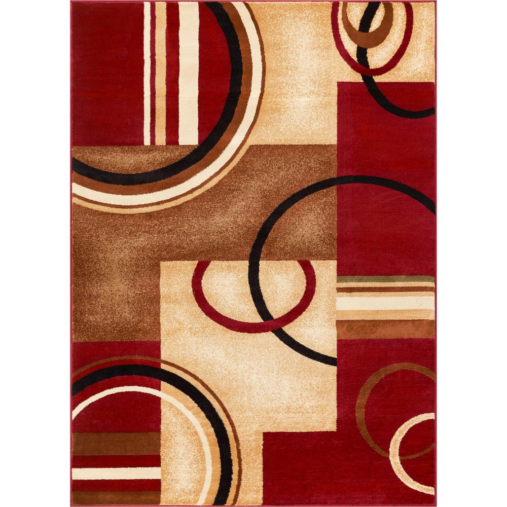 Well Woven Barclay Arcs And Shapes Red 7 Ft X 10 Ft Modern Geometric Area Rug 547806 The Home Depot